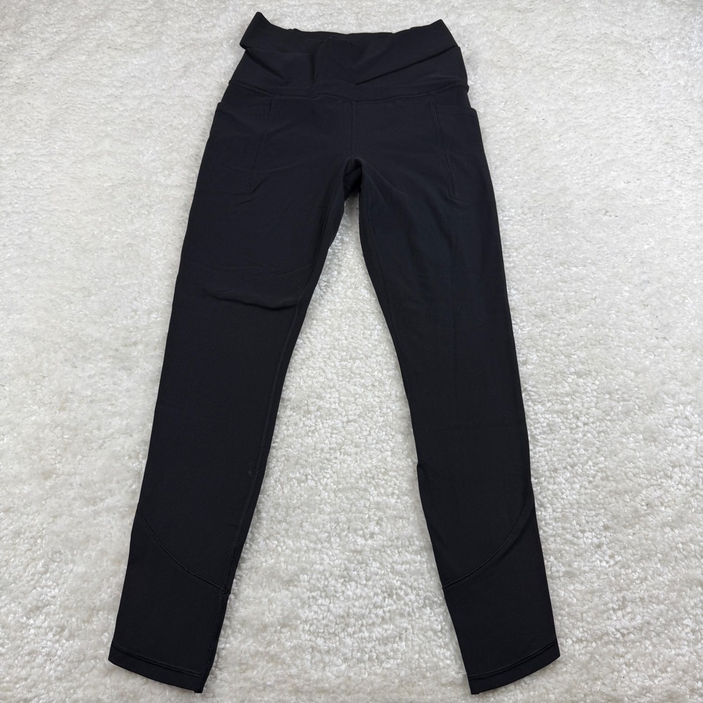 Athleta Salutation Stash Wrap Tight Women Small Petite Black Crossover Leggings